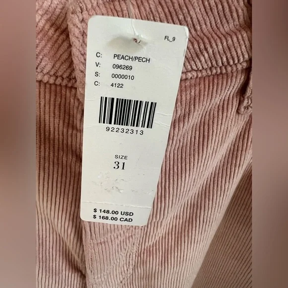 NWT new 31 Anthropologie pilcro Scotty corduroy cuffed pants straight leg pink - Picture 5 of 16
